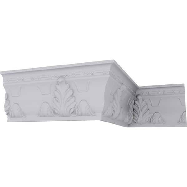 Ekena Millwork SAMPLE - 3-3/4 in. x 12 in. x 9-1/4 in. Polyurethane Alexandria Acanthus Leaf and Ribbons Crown Moulding