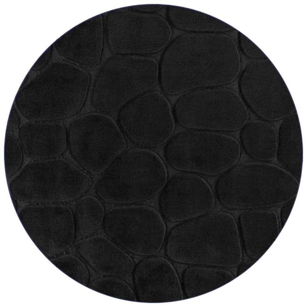Black Memory Foam 3D Pebble Contour Bath Rug 20" x 20"