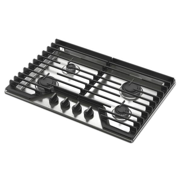 Whirlpool 30 in. 4-Burners Recessed Gas Cooktop in Stainless