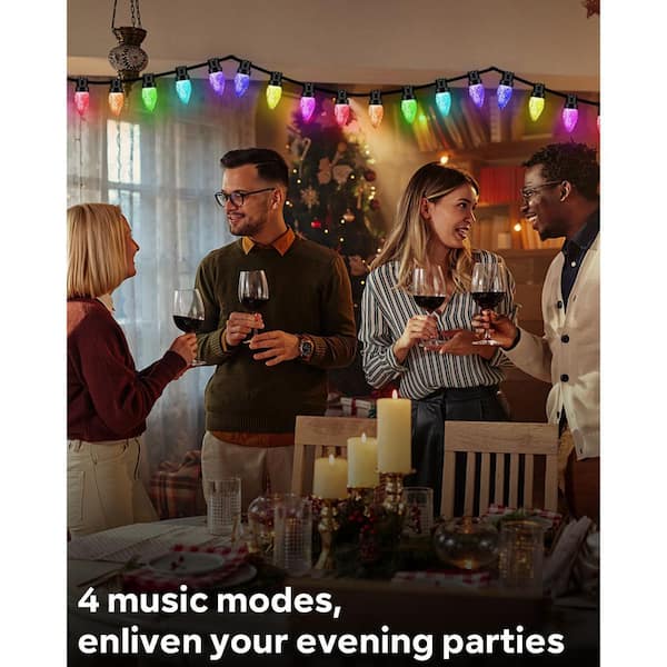 AVATAR CONTROLS - 33 ft. Smart String Lights Extendable C9 DIY Color Changing APP Remote Controlled Music Timer 50 LED