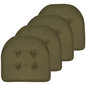 Army Green, Solid U-Shape Memory Foam 17 in. x 16 in. Non-Slip Indoor/Outdoor Chair Seat Cushion (4-Pack)