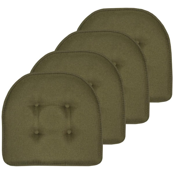 Sweet Home Collection Army Green, Solid U-Shape Memory Foam 17 in. x 16 in. Non-Slip Indoor/Outdoor Chair Seat Cushion (4-Pack)