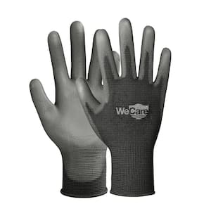 Large - Polyurethane Coated Safety Gloves, Work Gloves in Black - (3-Pairs)
