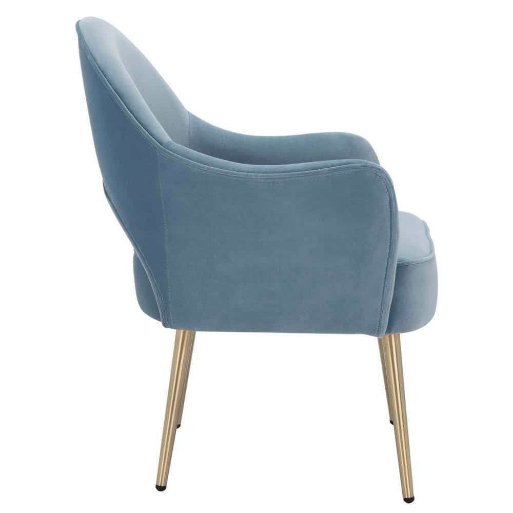 Light Blue Velvet Accent Chair with Gold Legs