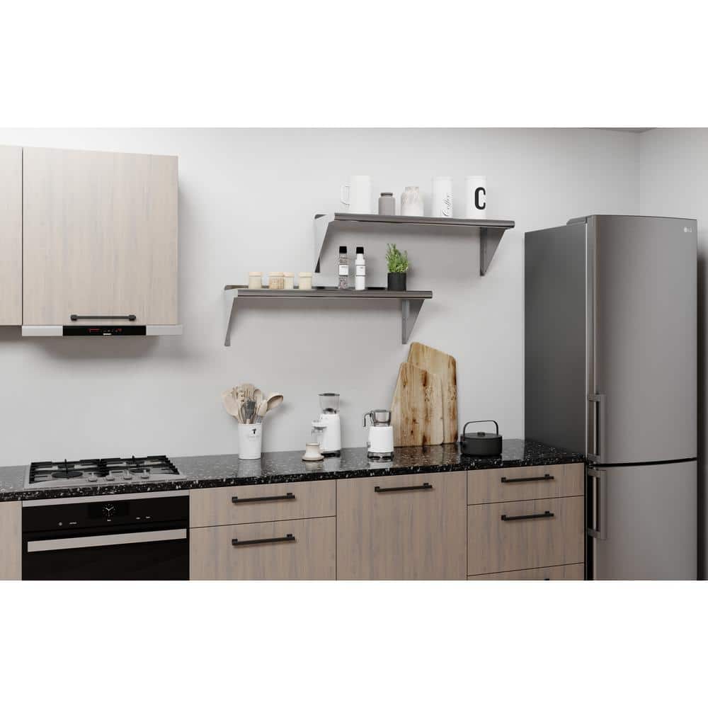 36'' Stainless Steel Wall Shelf with Brackets and Backsplash