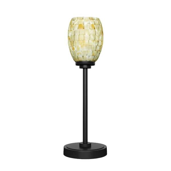 Unbranded Quincy 17.5 in. Matte Black Accent Lamp with Seashell Glass Shade