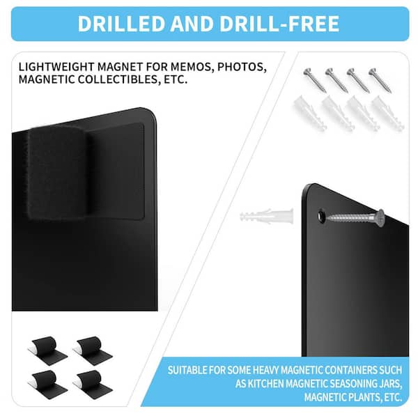 17.1 in. x 11.8 in. Outdoor/Indoor Metal Magnetic Bulletin Board to Display for Wall Cubicle Cabinet, Black (2-Pack)