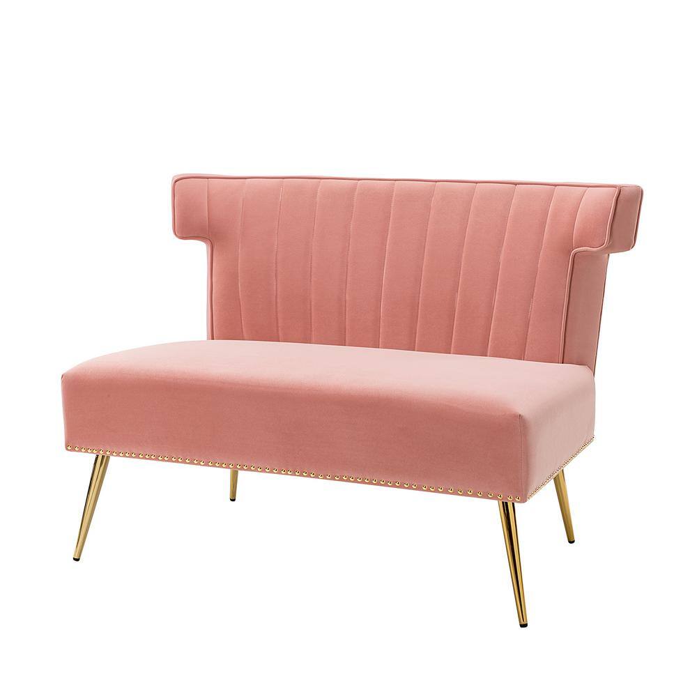 JAYDEN CREATION Cupid Modern Pink Velvet Armless Loveseat with Channel