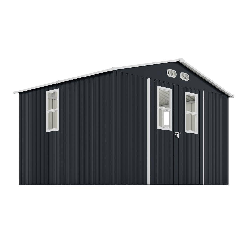 8 ft. W x 10 ft. D Metal Outdoor Storage Shed with 4-Daylight Windows Lockable Doors, Dark Gray(80 sq. ft.) price history on PriceWatchPro