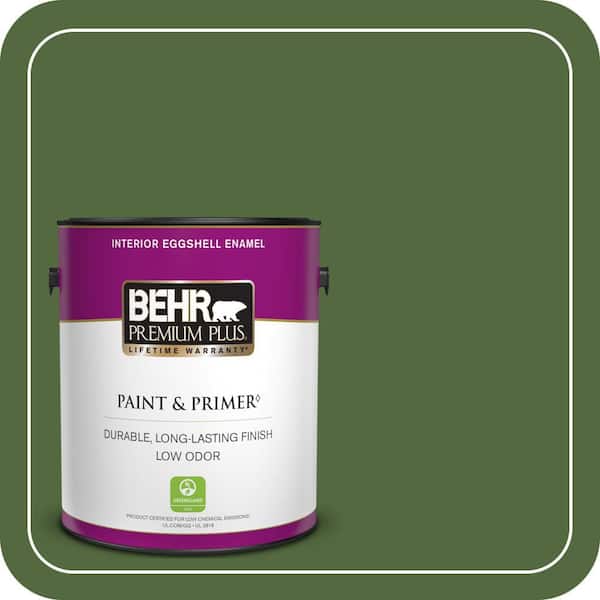 BEHR PREMIUM PLUS 1 gal. #M380-7 Alfalfa Extract Eggshell Enamel Low Odor Interior Paint & Primer