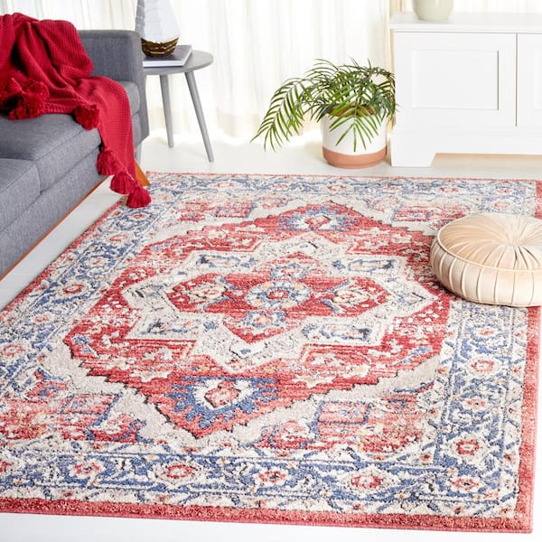 Luna Blue 9 ft. x 12 ft. Distressed Medallion Area Rug