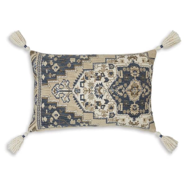 Signature DESIGN BY ASHLEY Winbury Blue/Beige Floral Polyester 22 in. L x 14 in. W Pillow