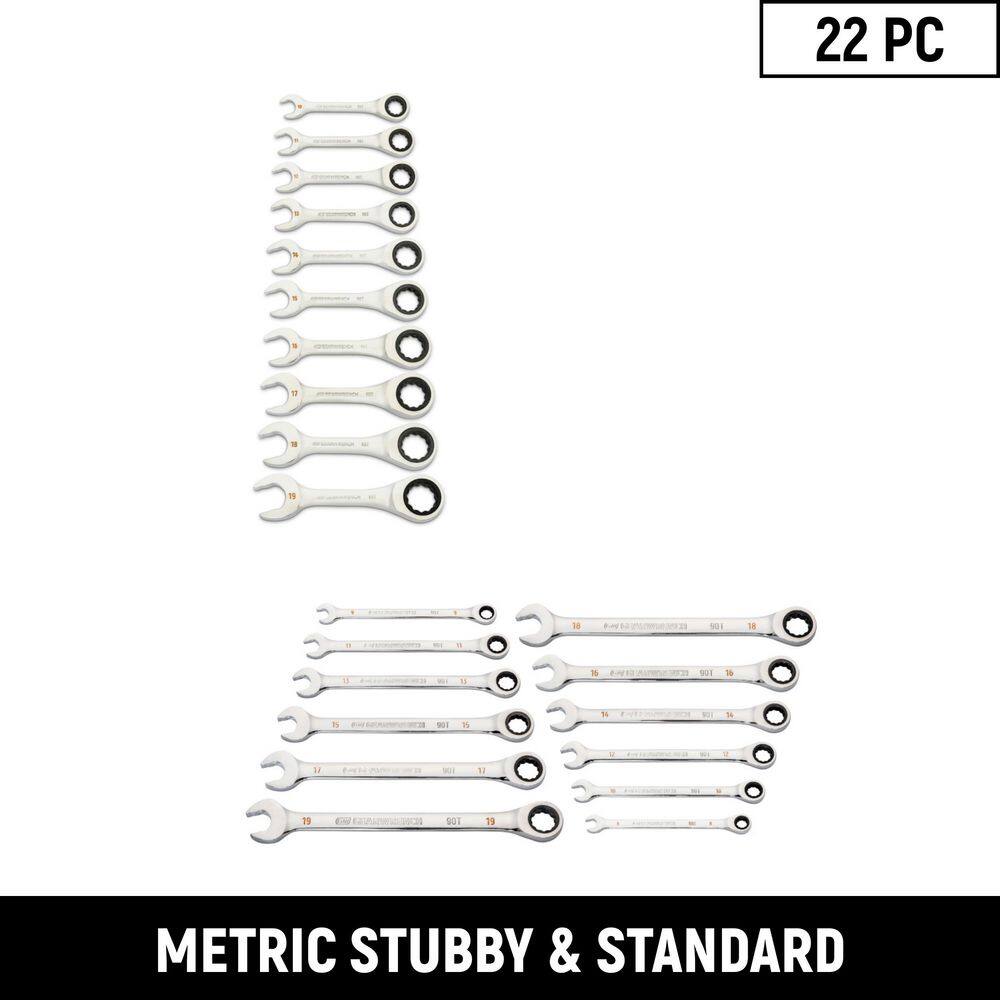 Metric 90-Tooth Standard and Stubby Combination Ratcheting Wrench Set (22-Piece) price history on PriceWatchPro