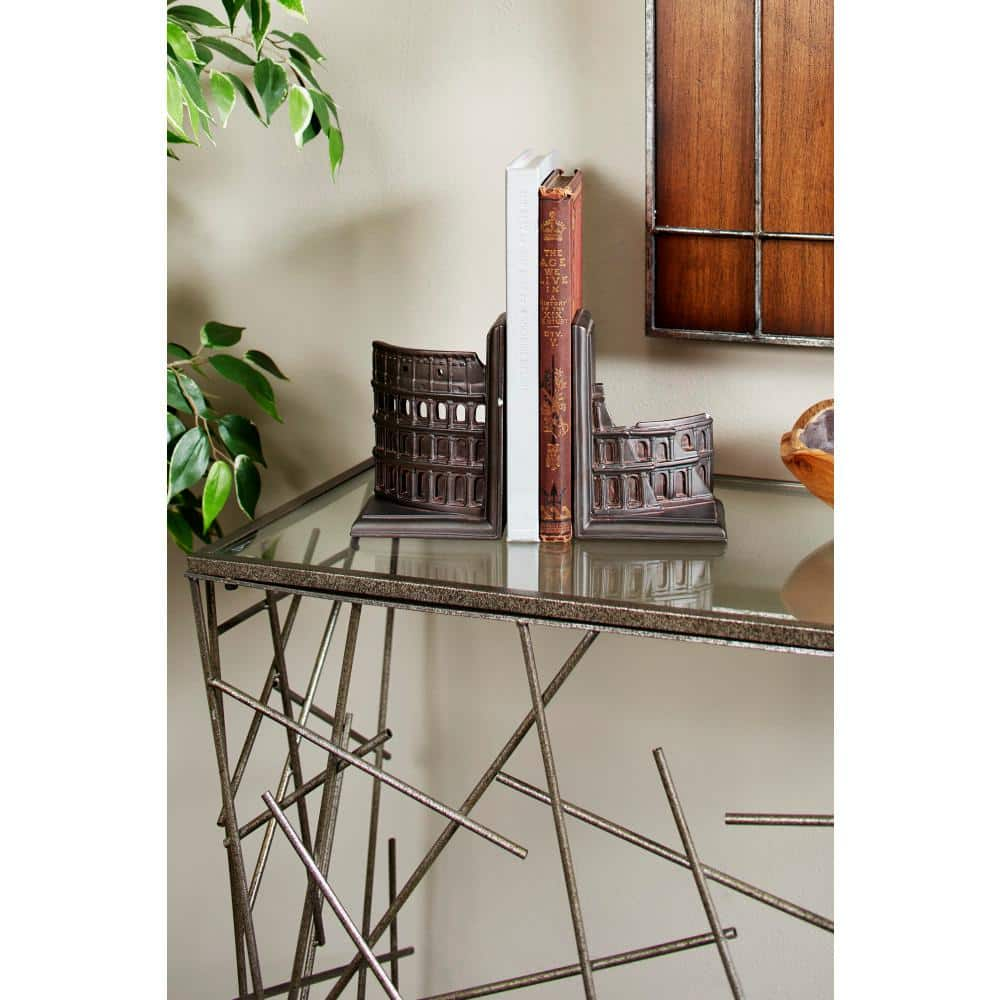 Litton Lane Dark Brown Italian Colosseum Bookends