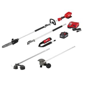 M18 FUEL 10 in. 18V Lithium-Ion Brushless Electric Cordless Pole Saw Kit w/ M18 FUEL String Trimmer & Edger Attachments