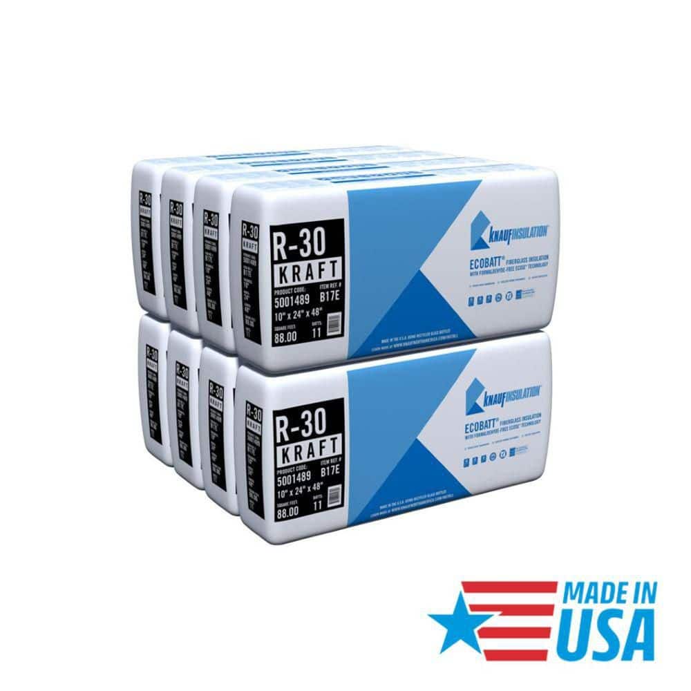 R30 Kraft Faced 24 in. x 48 in. Precut Fiberglass Insulation Batts for Floor, Attic - Sound-Reducing, USA Made (8-Bags) price history on PriceWatchPro
