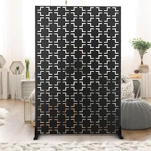 72 in. x 47 in. Outdoor Metal Privacy Screen Garden Fence in Streets Pattern in Black Wall Decal