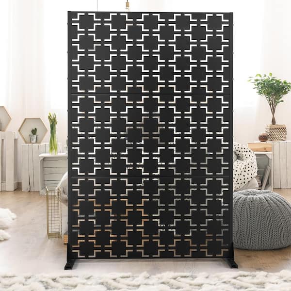 PexFix 72 in. x 47 in. Outdoor Metal Privacy Screen Garden Fence in Streets Pattern in Black Wall Decal