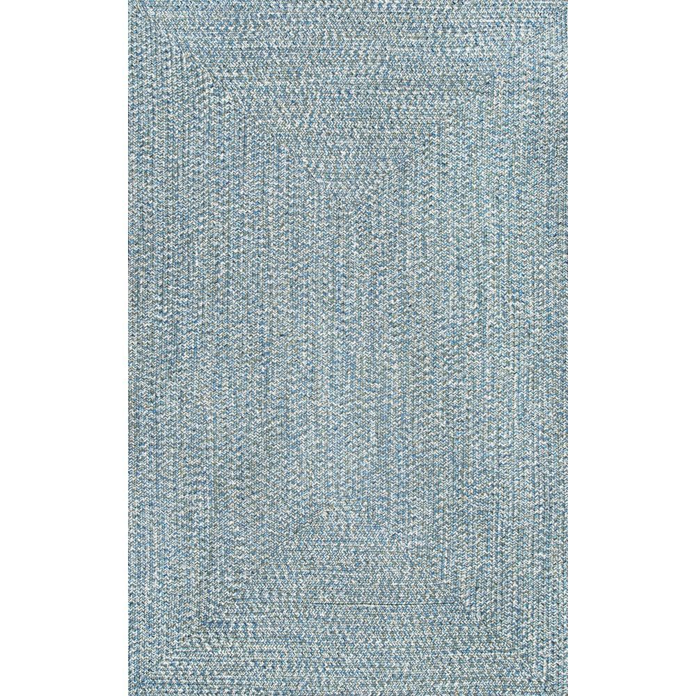 Aqua Braided Synthetic Indoor/Outdoor Area Rug, 4x6