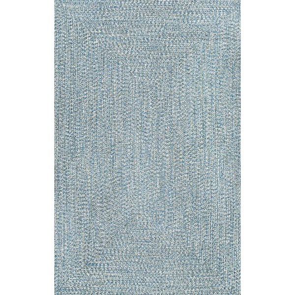 Lefebvre Casual Braided Aqua 6 ft. x 9 ft. Indoor/Outdoor Patio Area Rug