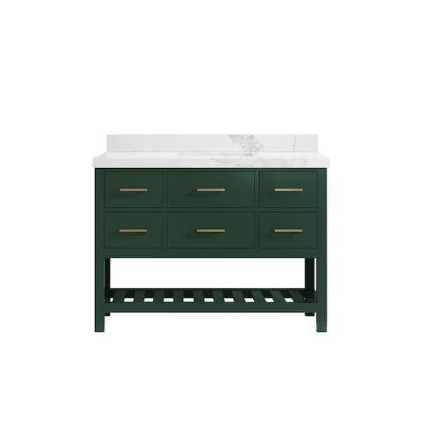 Willow Collections Parker 48 in. W x 22 in. D x 36 in. H Bath Vanity in Lafayette Green with 2 in. Calacatta Nuvo Top