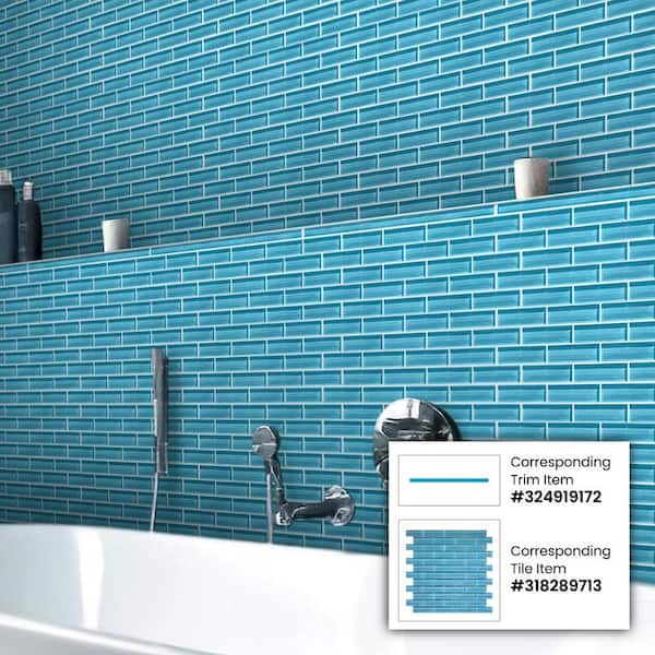Apollo Tile 10-Pack Sapphire Blue 1/2-in x 12-in Glass Pencil Tile (0.5-sq. ft/ Carton)