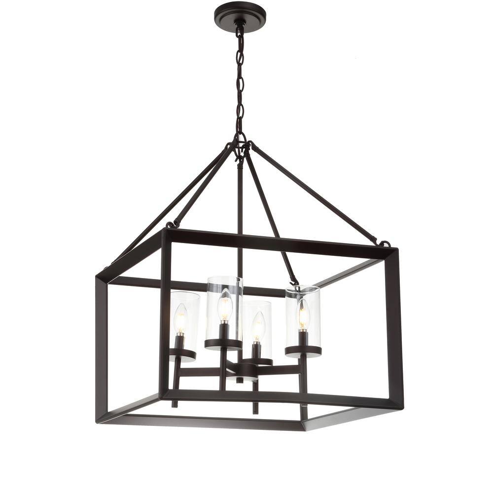 Anna Oil-Rubbed Bronze LED Lantern Pendant with Clear Glass