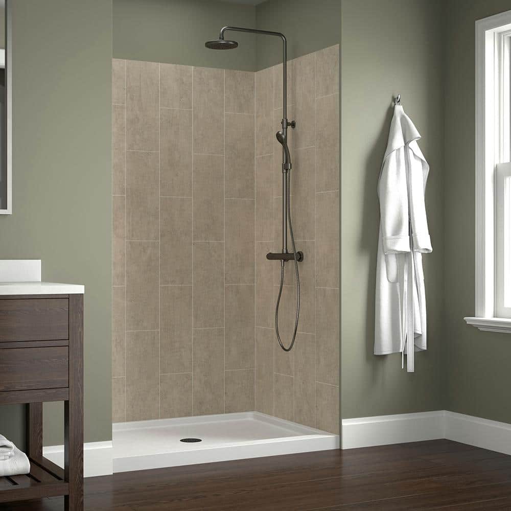 JETCOAT 48 in. W x 78 in. H x 34 in. D 5-Piece Composite Glue Up Adhesive Alcove Shower Wall Surround in Shale price history on PriceWatchPro