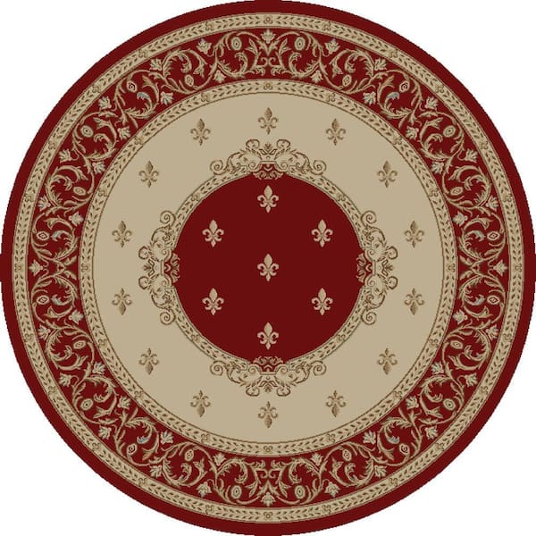 Concord Global Trading Jewel Fleur De Lysmedallion Red 5 ft. Round Area Rug