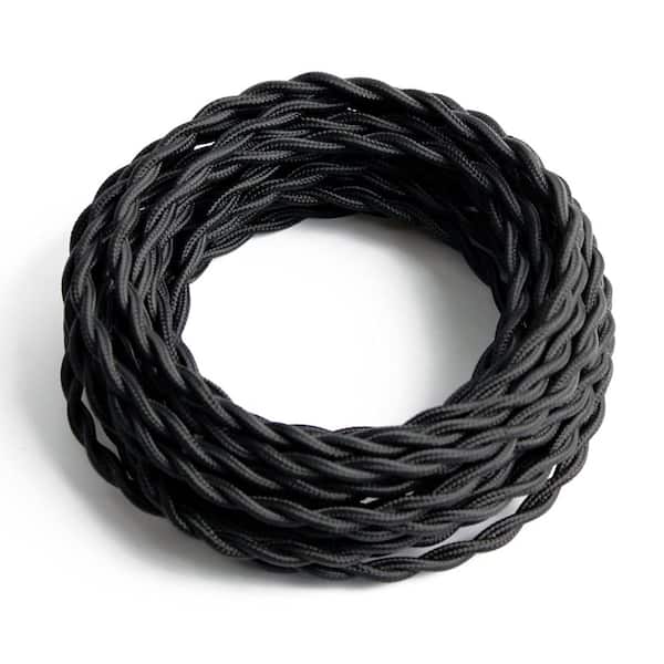25 ft Vintage Cloth-Covered Twisted Lamp Cord 18/2 18 AWG Textile Braided Wire 300V for Pendant and Table Lamps