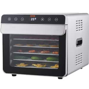 Food Dehydrator Machine w/6 Stainless Steel Trays, 700-Watts Silver Food Dryer w/Adjustable Temperature, ETL Listed