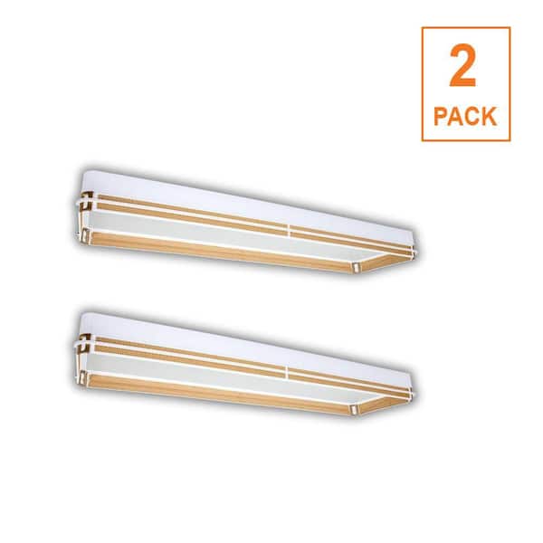 Commercial Electric 2-Pack 4 ft. x 12 in. White Soft Gold Rattan