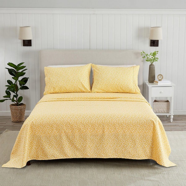 Yellow Premium Floral Ultra Soft Microfiber Sheet Set