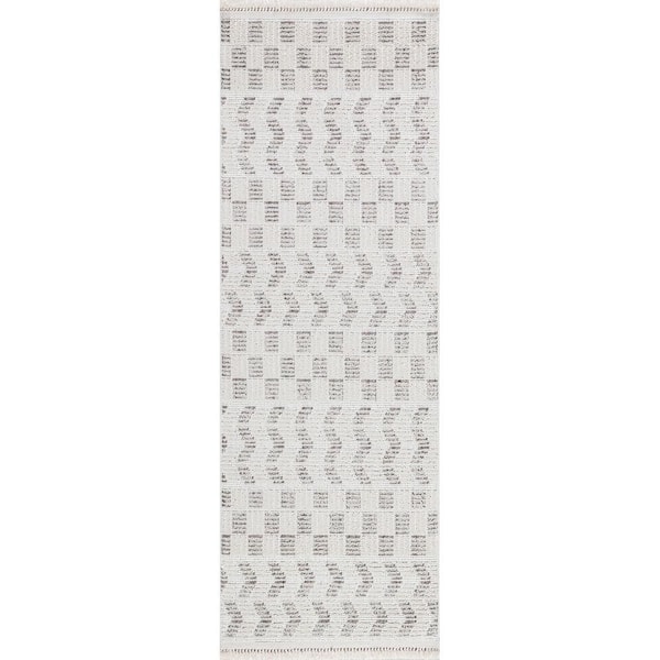 Allona Geometric Tassels Area Ivory 3 ft. x 6 ft. Indoor Runner Rug