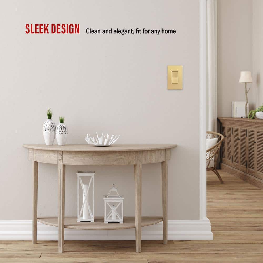 Gold 1-Gang Screwless Decorator Wall Plate, Polycarbonate