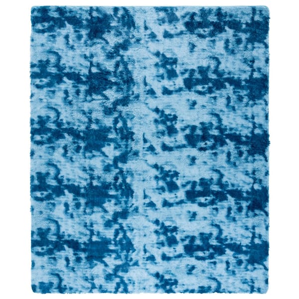 Rainbow Shag 8 ft. x 10 ft. Blue Abstract Solid Area Rug
