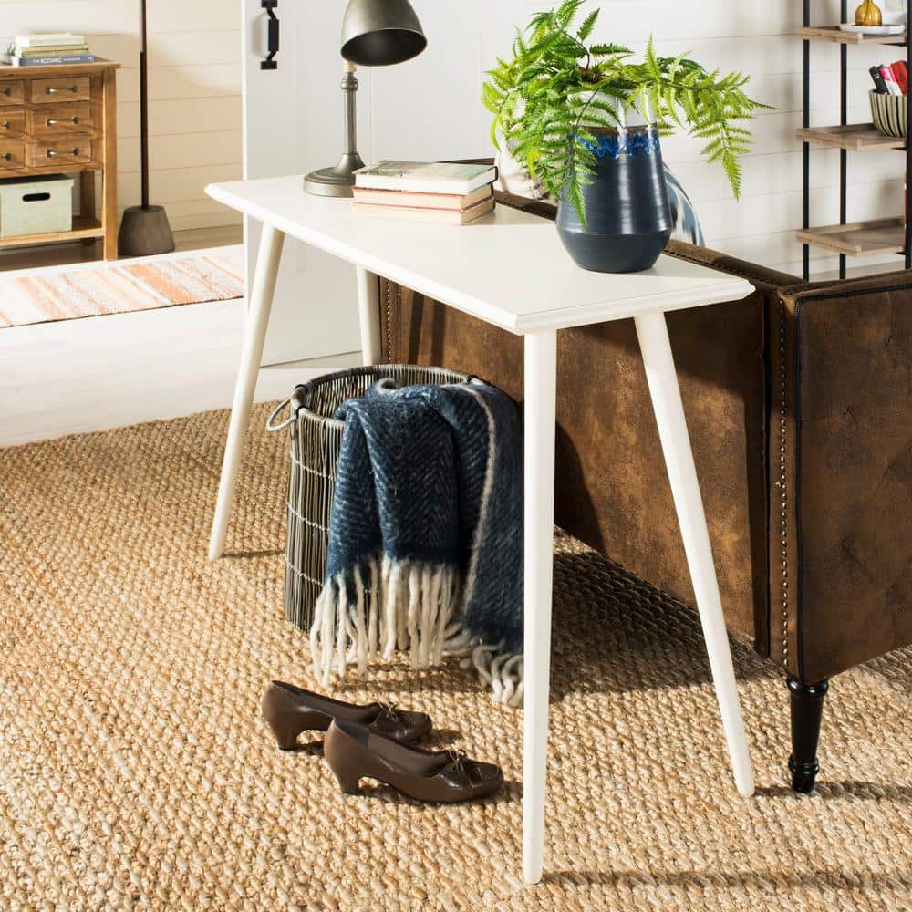 Transitional 47'' White Pine Wood Sleek Console Table
