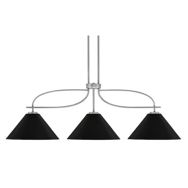 Olympia 14.75 in. 3-Light Chandelier Graphite Matte Black Metal Shade