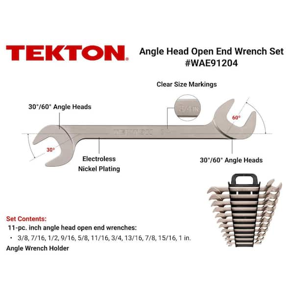 3/8-1 in. Angle Head Open End Wrench Set with Holder (11-Piece)