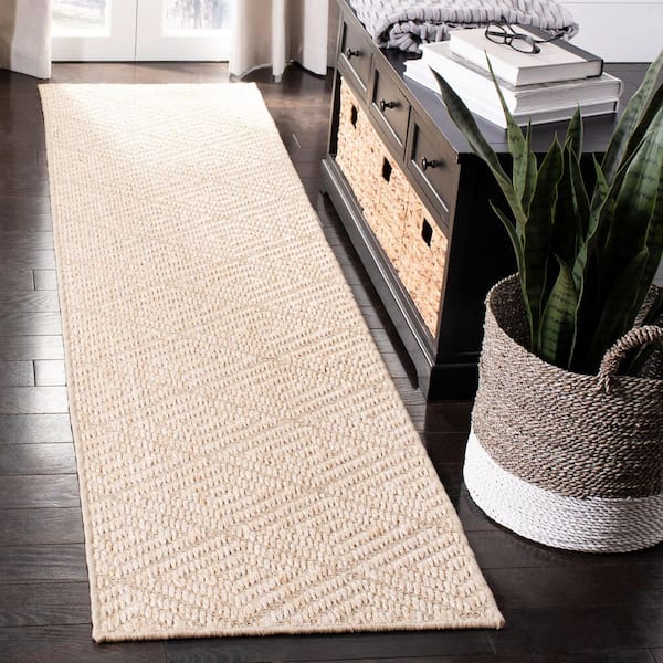 Palm Beach 2 ft. x 8 ft. Beige Geometric Runner Rug