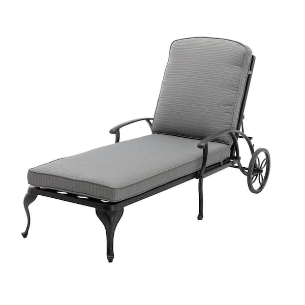 HOMEFUN Antique Bronze 1-Piece Aluminum Adjustable Reclining Outdoor Chaise Lounge with Gray Cushion