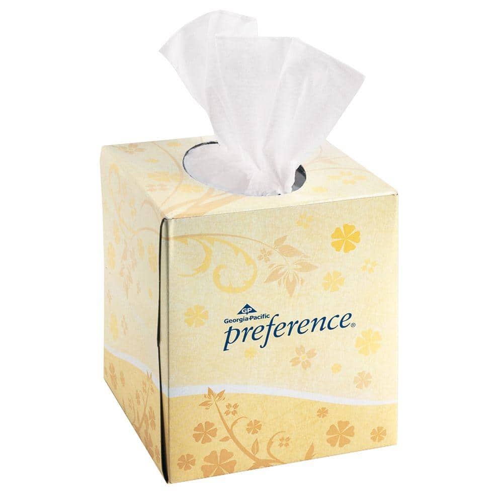 Preference Cube Box Facial Tissue by GP Pro 2 Ply - 7.65” x 8.85”  - White - Soft  Absorbent - 100 Per Box - 1 Box