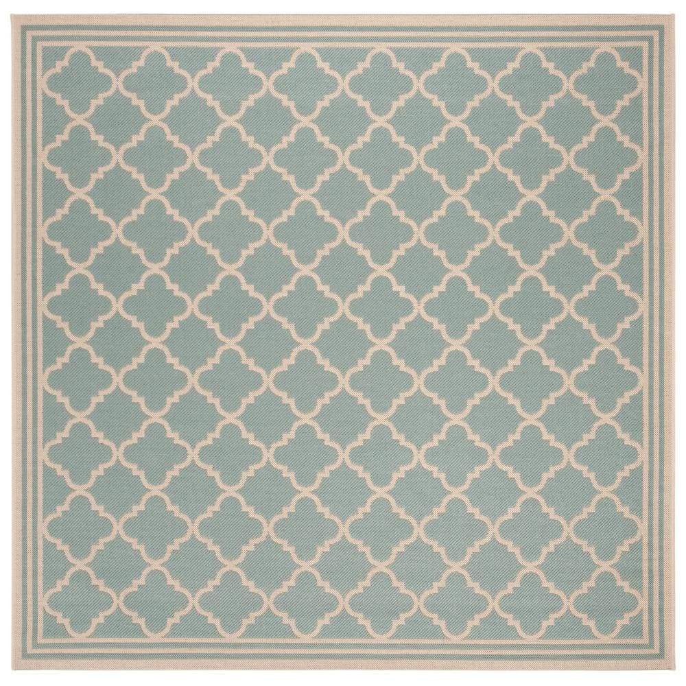 Linden Aqua/Cream 7 ft. x 7 ft. Square Geometric Trellis Border Area Rug price history on PriceWatchPro
