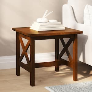 22 in. Walnut Square Wood End Table