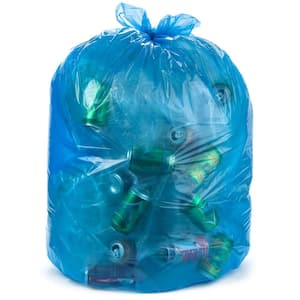 Blue garbage bag with drawstring 60l, 600x720mm, 15µm, 10pcs/roll