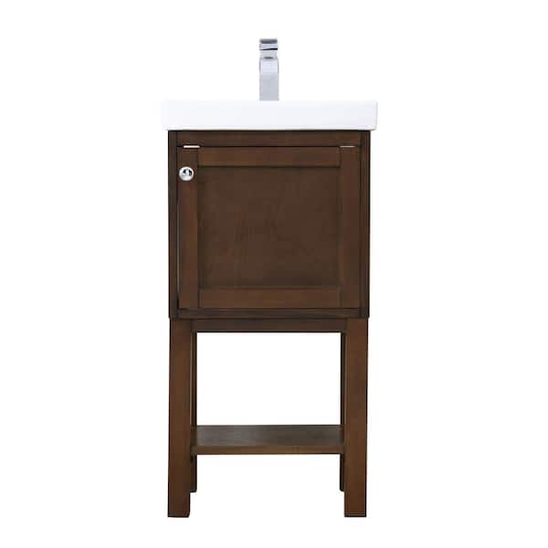 Unbranded Simply Living 17.5 in. W x 13.63 in. D x 34.25 in. H Bath Vanity in Antique Coffee with White Resin Top