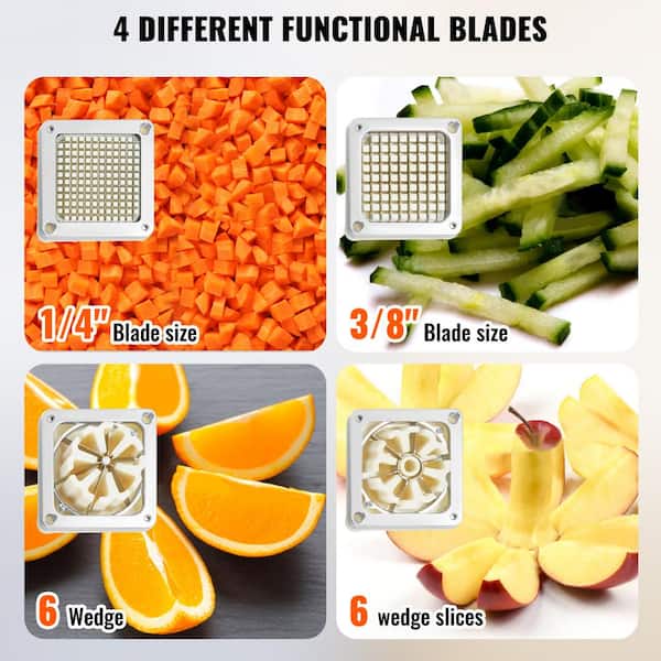 VEVOR 1/4 in. Blade Silver Commercial Vegetable Fruit Chopper Heavy  Professional Food Dicer French Fry Cutter Onion Slicer QTJJ002XQTJ1-4001V0  - The Home Depot
