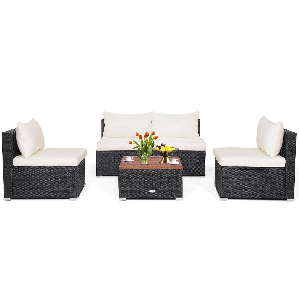 5-Piece Patio Wicker Conversation Set with Cushions and Coffee Table price history on PriceWatchPro