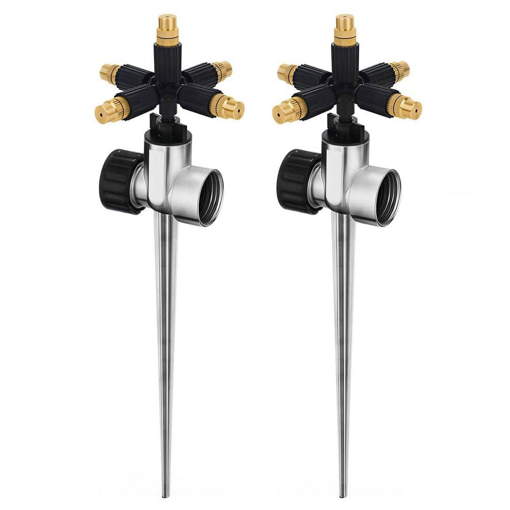2 Pack Metal Sprinklers with 5-Nozzle 360-Degree Spray and Aluminum Alloy Spike Base for Gardens price history on PriceWatchPro