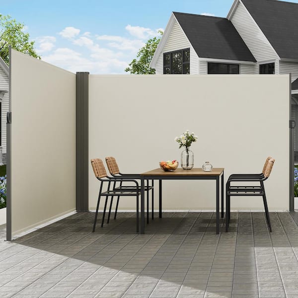Retractable Side Awning, 79 x 236 in. Outdoor Privacy Screen, 180g Polyester Water-proof Retractable Patio Screen UV 30+